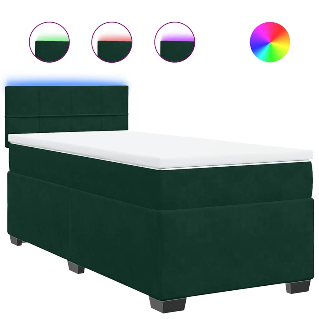 Giroletto a Molle con Materasso Verde Scuro 100x200 cm Velluto | homemem39