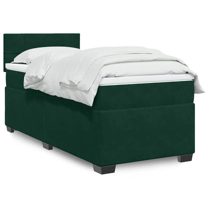 Giroletto a Molle con Materasso Verde Scuro 100x200 cm Velluto