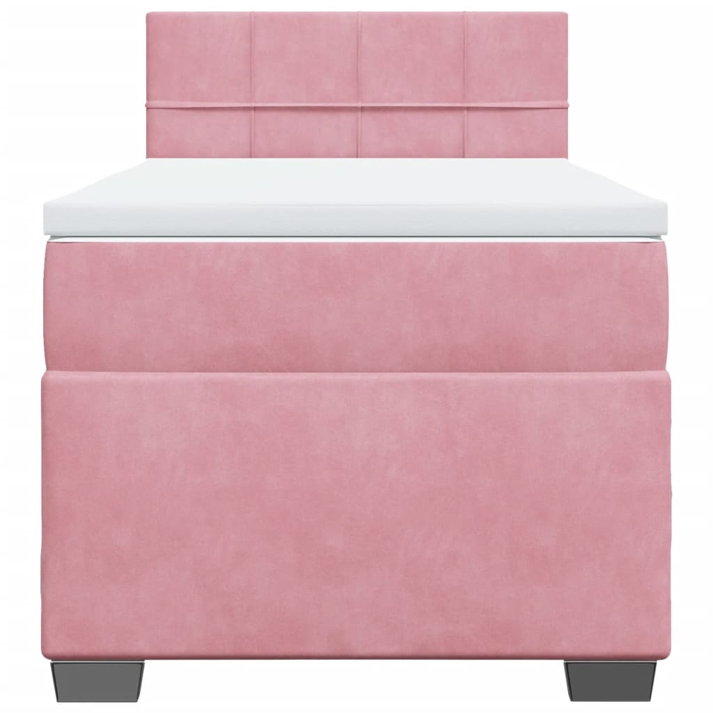 Giroletto a Molle con Materasso Rosa 100x200 cm in Velluto