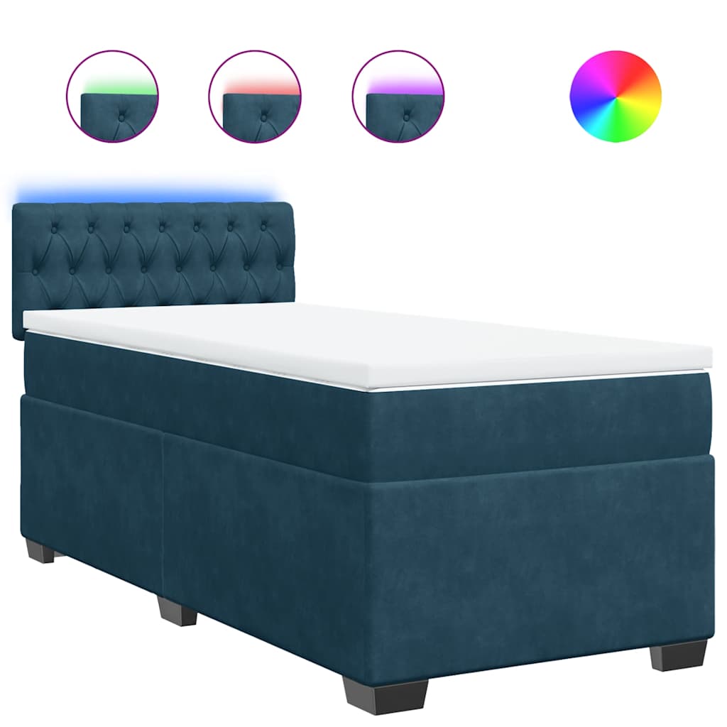 Giroletto a Molle con Materasso Blu 100x200 cm in Velluto | homemem39