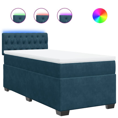Giroletto a Molle con Materasso Blu 100x200 cm in Velluto | homemem39