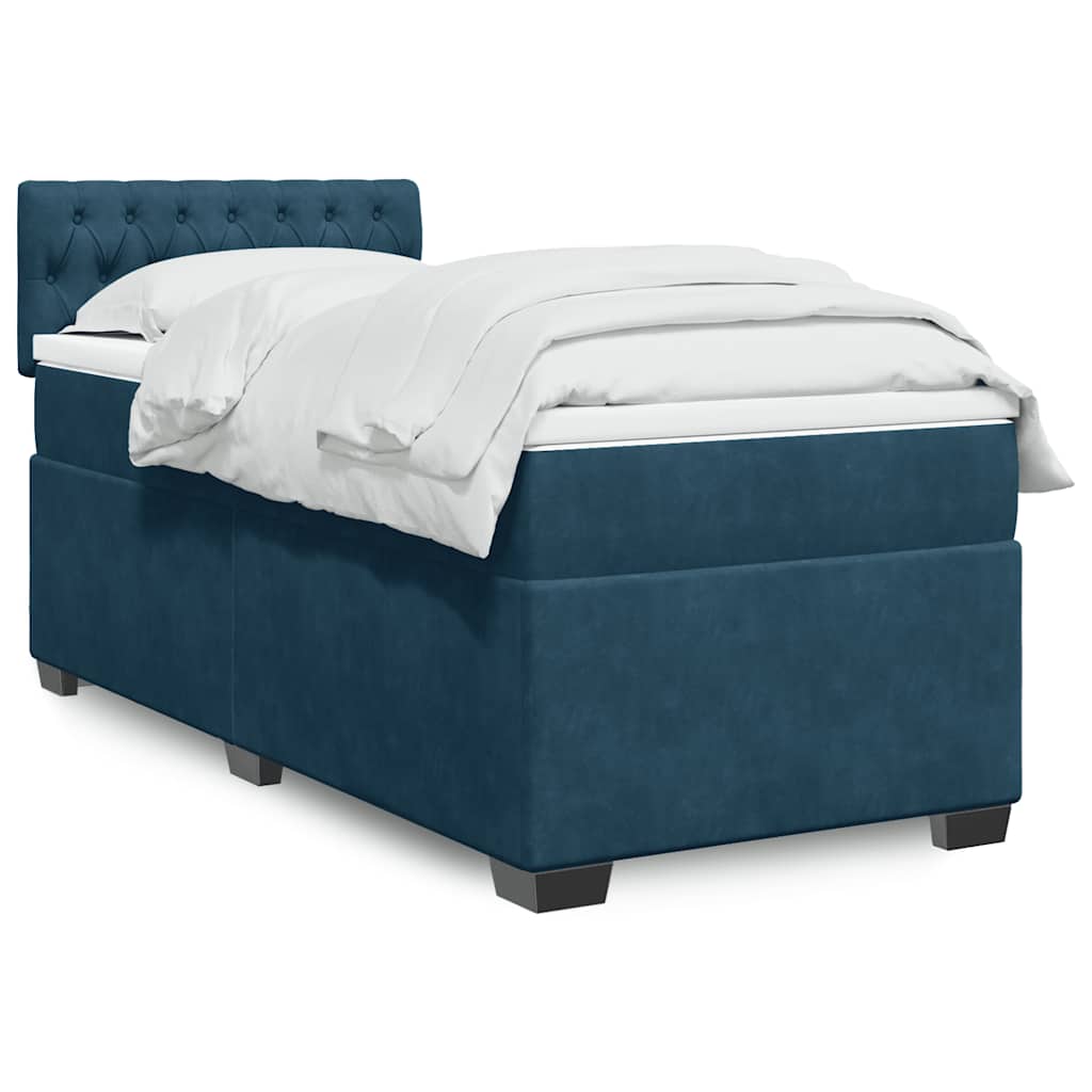 Giroletto a Molle con Materasso Blu 100x200 cm in Velluto | homemem39
