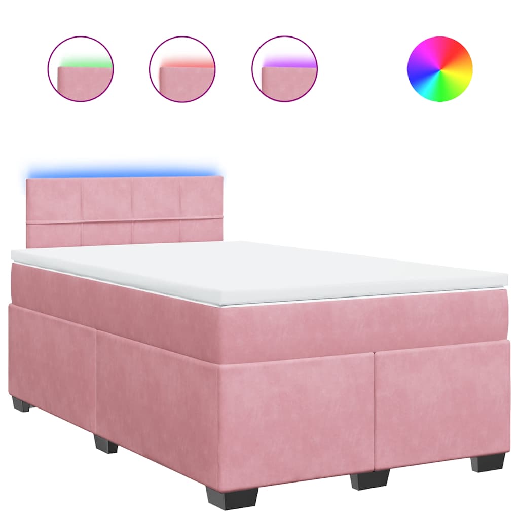 Giroletto a Molle con Materasso Rosa 120x190 cm in Velluto