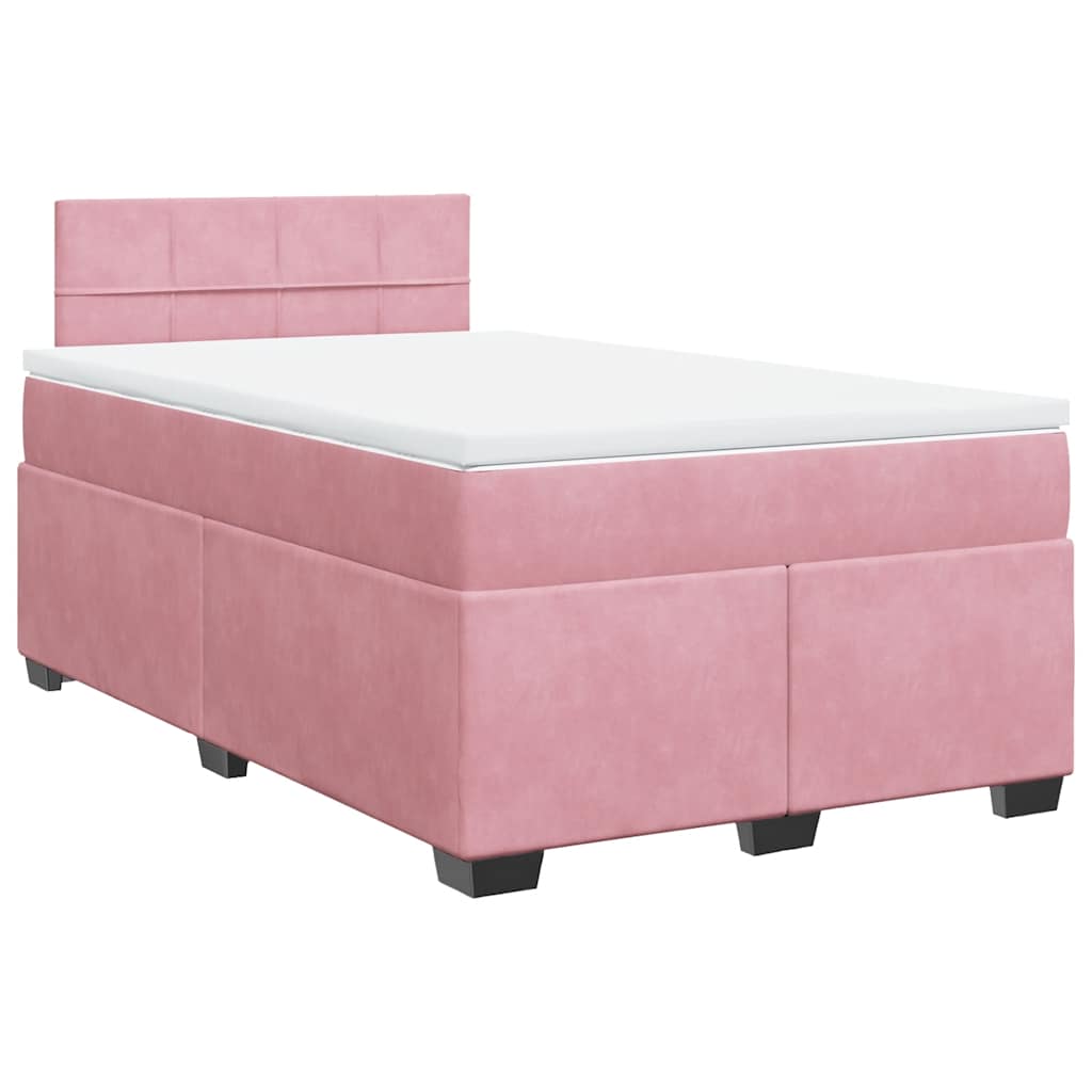 Giroletto a Molle con Materasso Rosa 120x190 cm in Velluto