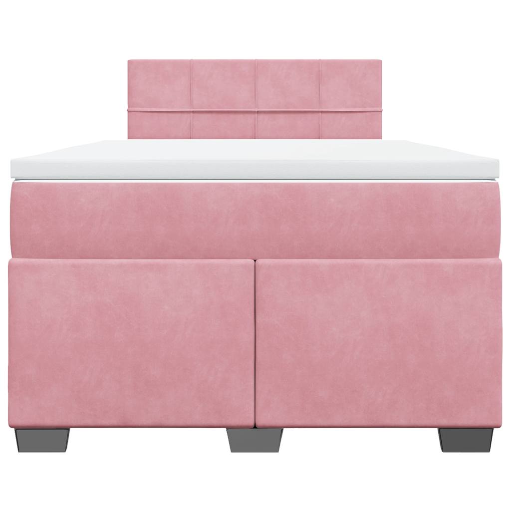 Giroletto a Molle con Materasso Rosa 120x190 cm in Velluto