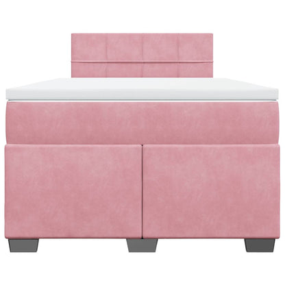 Giroletto a Molle con Materasso Rosa 120x190 cm in Velluto