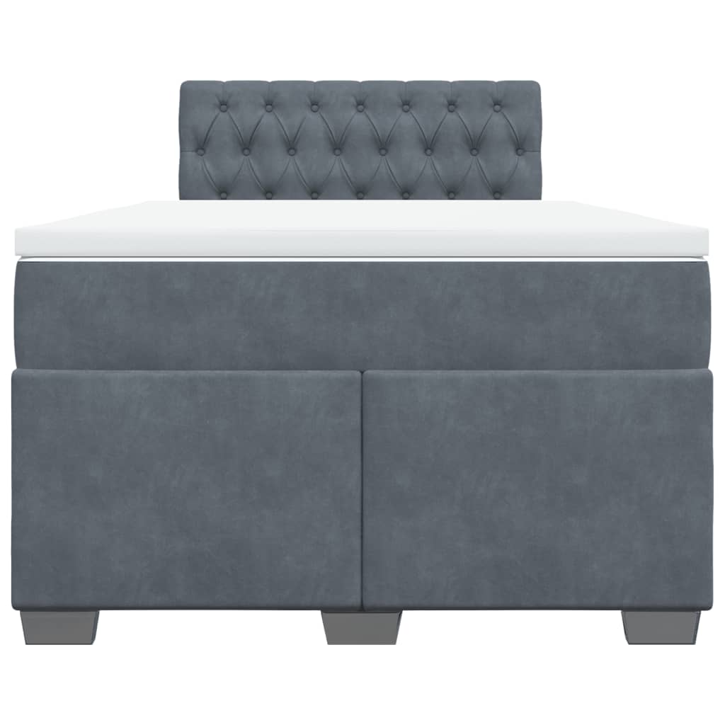 Giroletto a Molle con Materasso Grigio Scuro 120x190 cm Velluto