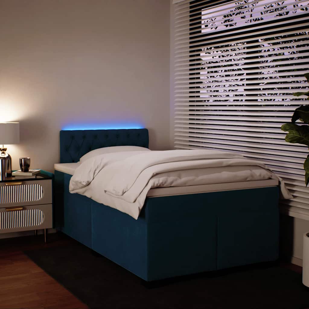 Giroletto a Molle con Materasso Blu 120x190 cm in Velluto