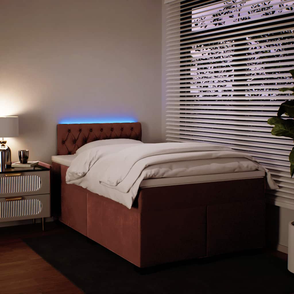 Giroletto a Molle con Materasso Rosa 120x190 cm in Velluto - homemem39