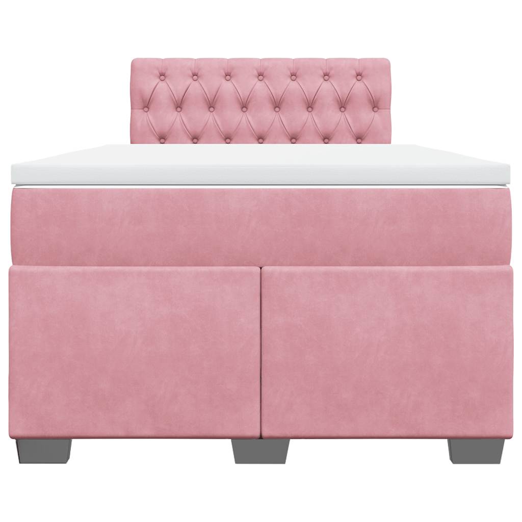Giroletto a Molle con Materasso Rosa 120x190 cm in Velluto