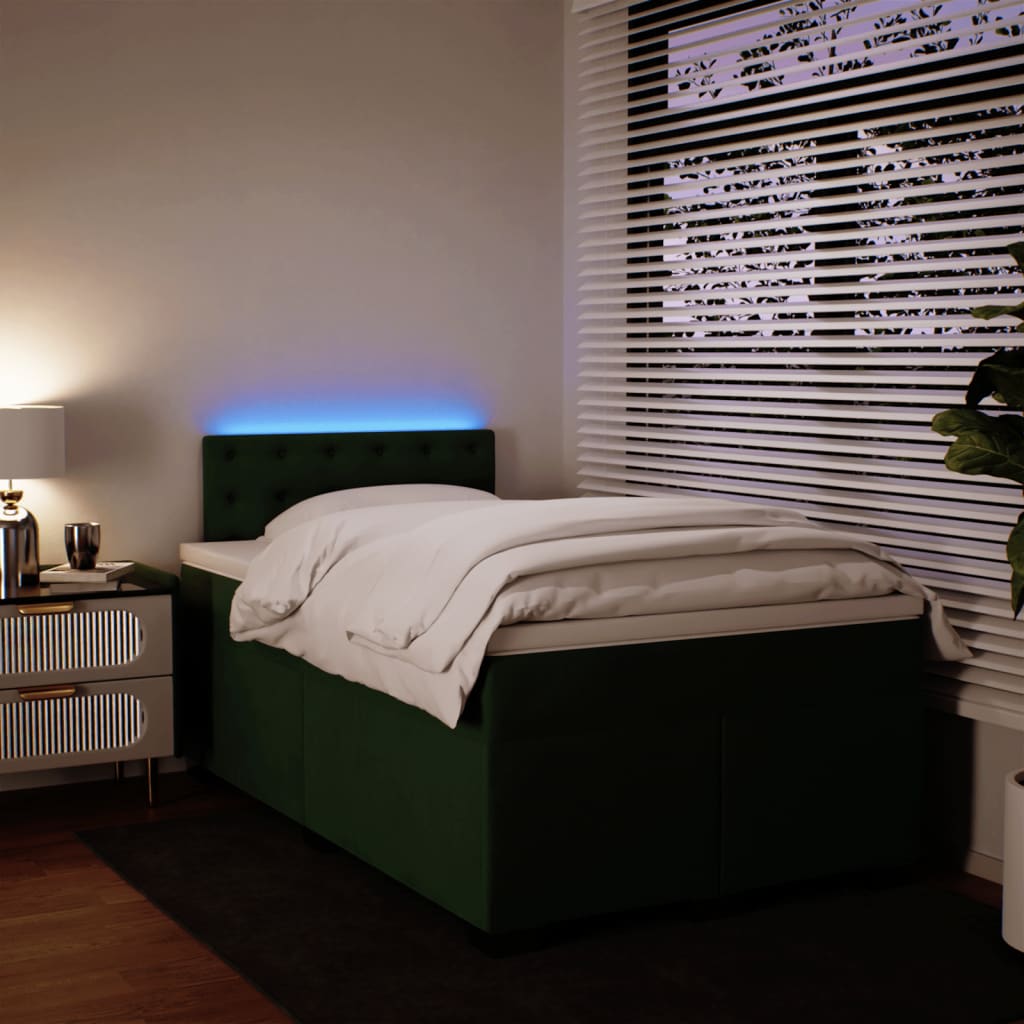 Giroletto a Molle con Materasso Verde Scuro 120x190 cm Velluto - homemem39