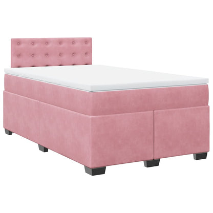 Giroletto a Molle con Materasso Rosa 120x190 cm in Velluto