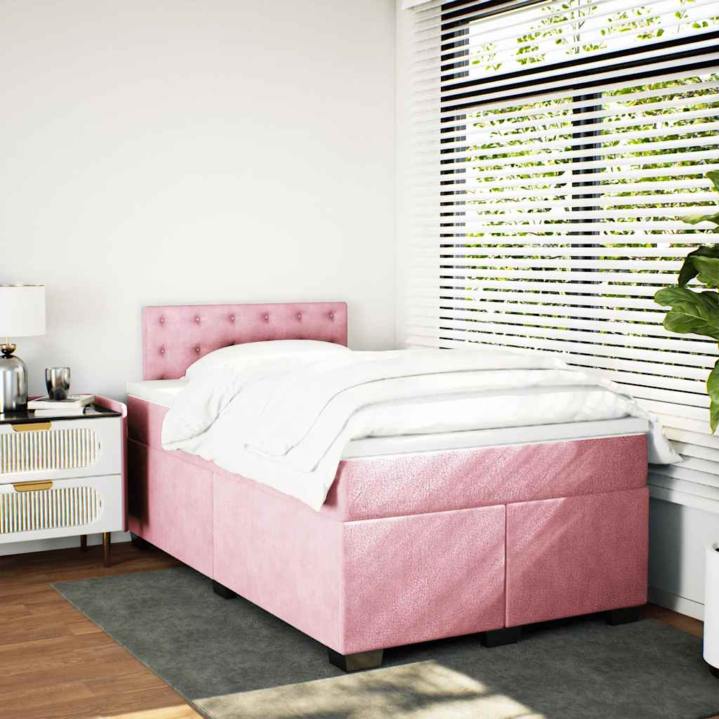 Giroletto a Molle con Materasso Rosa 120x190 cm in Velluto