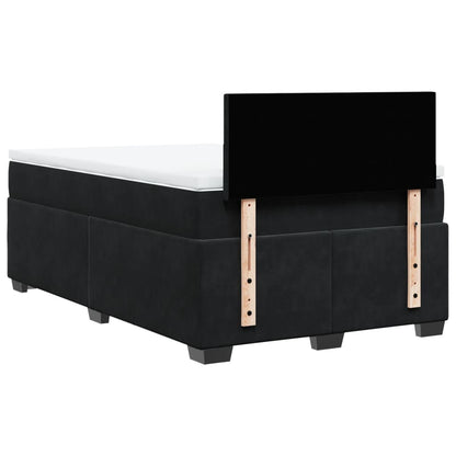 Giroletto a Molle con Materasso Nero 120x200 cm in Velluto