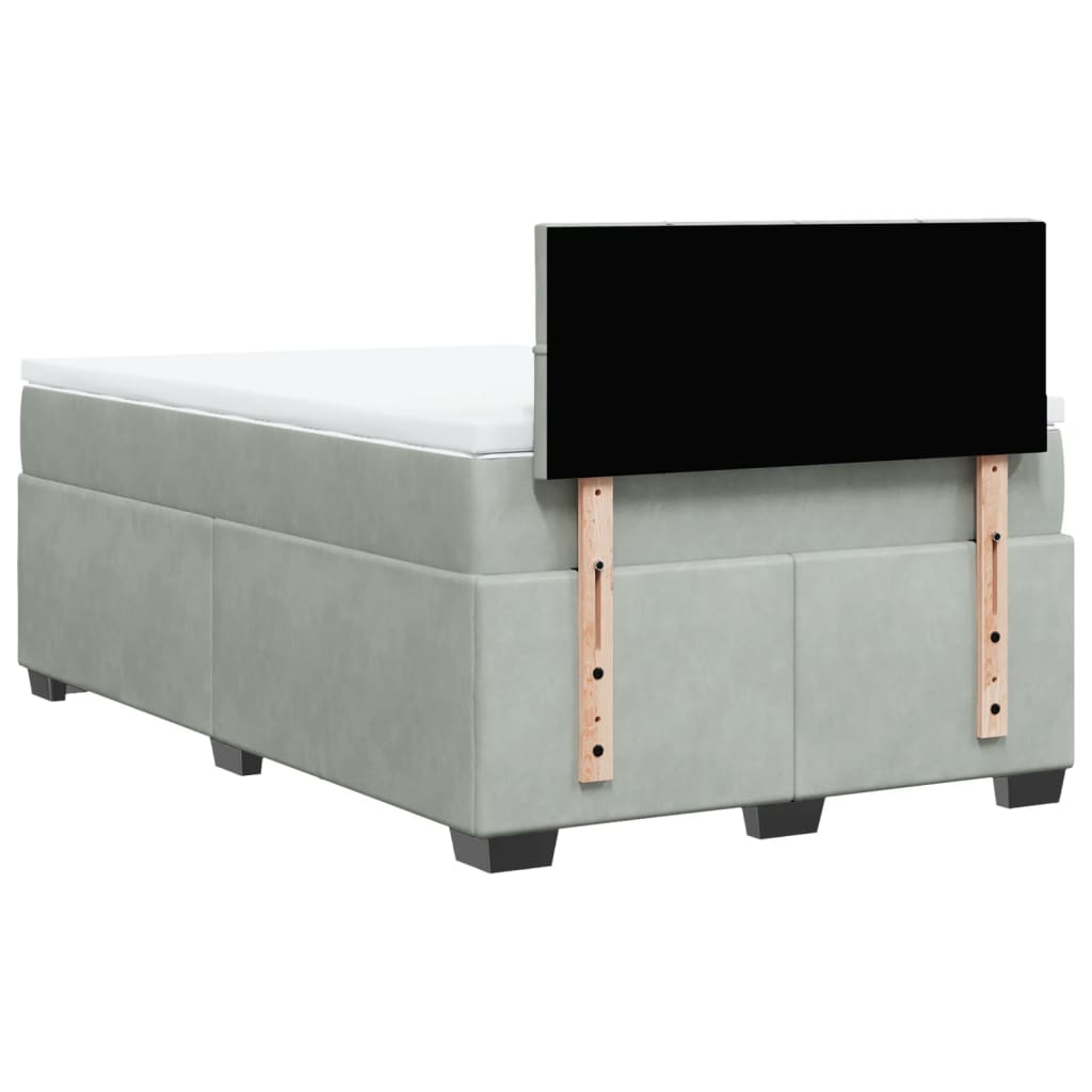 Giroletto a Molle con Materasso Grigio Chiaro 120x200cm Velluto