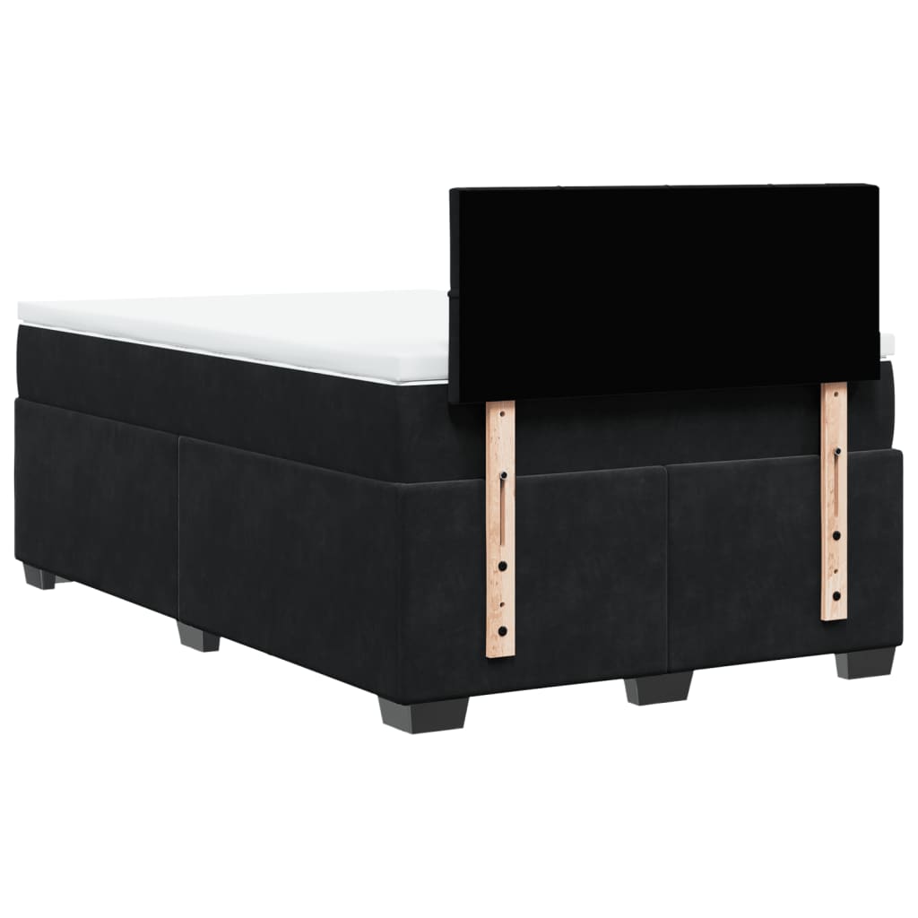 Giroletto a Molle con Materasso Nero 120x200 cm in Velluto