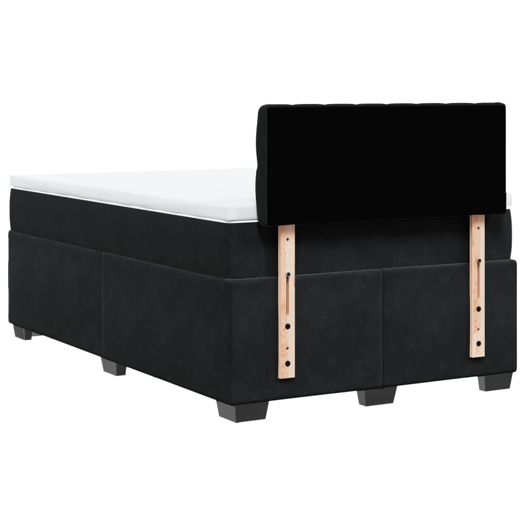 Giroletto a Molle con Materasso Nero 120x200 cm in Velluto