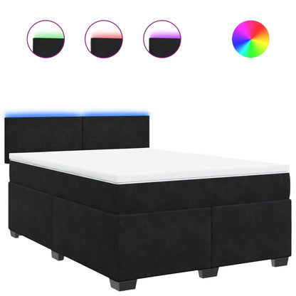 Giroletto a Molle con Materasso Nero 140x190 cm in Velluto | homemem39