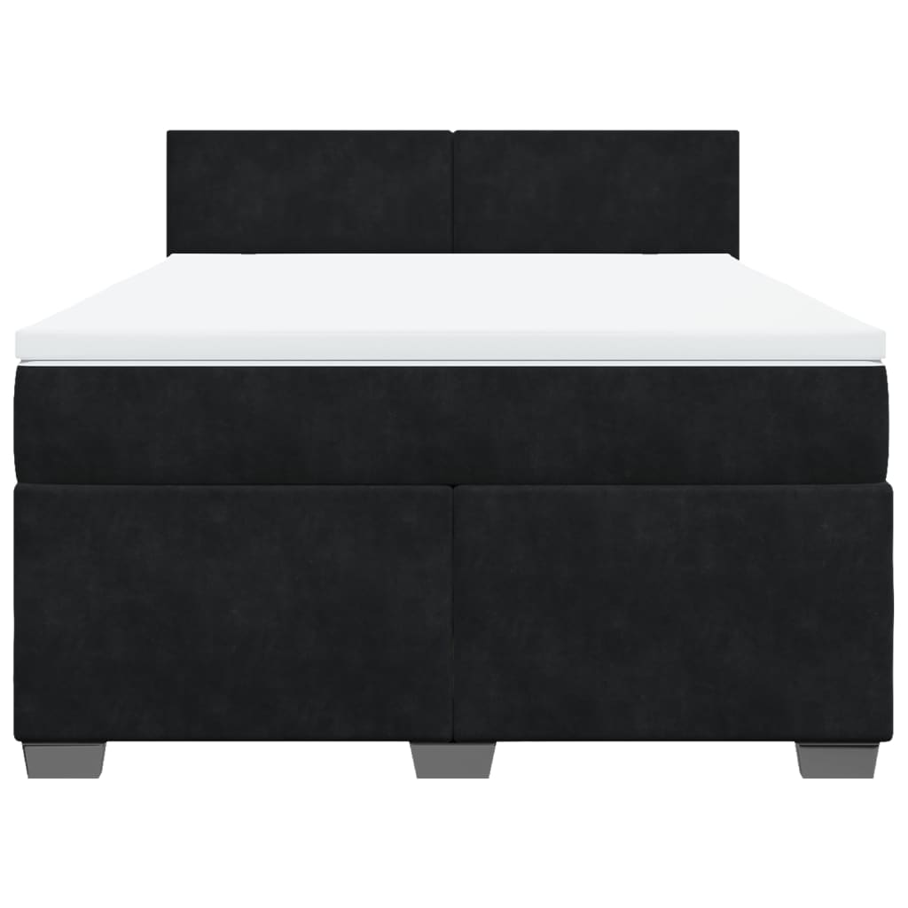 Giroletto a Molle con Materasso Nero 140x190 cm in Velluto | homemem39