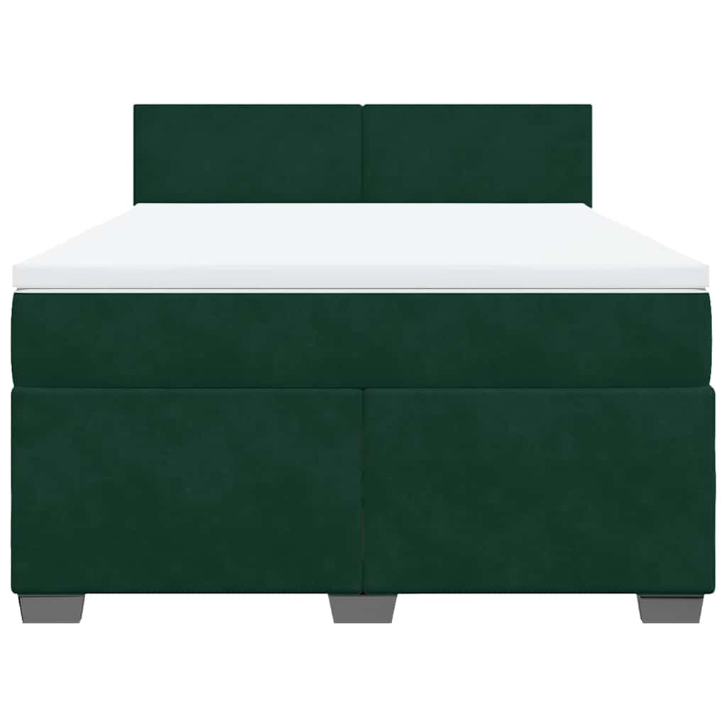 Giroletto a Molle con Materasso Verde Scuro 140x190 cm Velluto