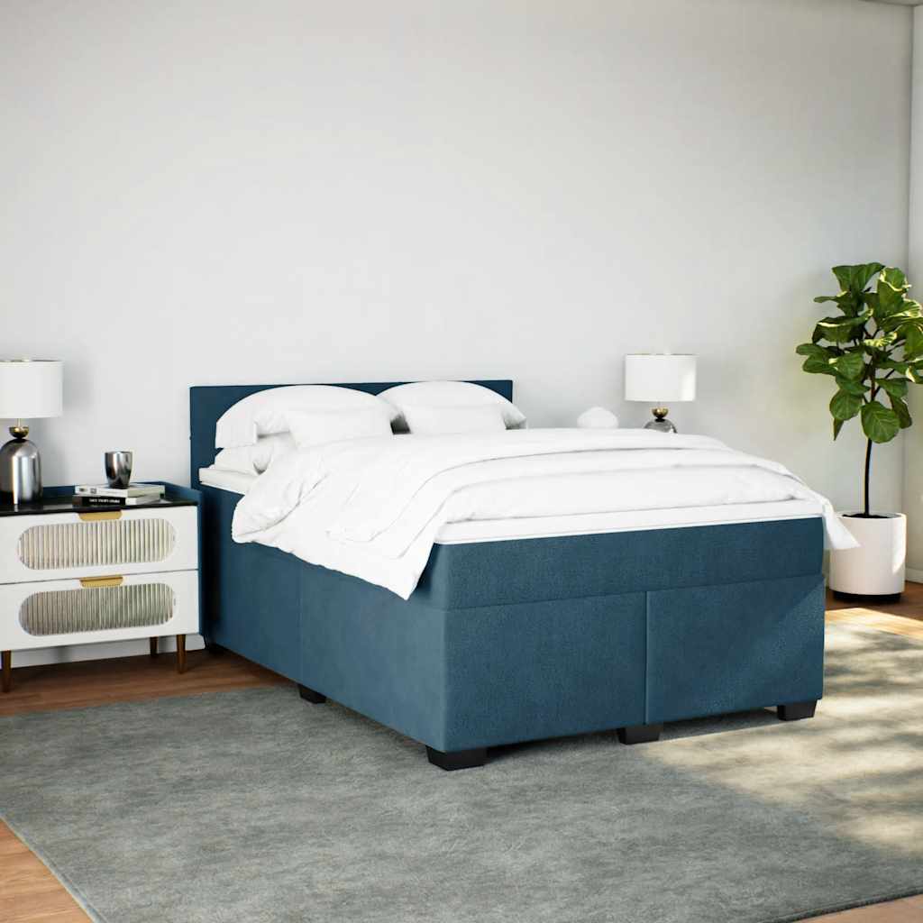 Giroletto a Molle con Materasso Blu 140x190 cm in Velluto