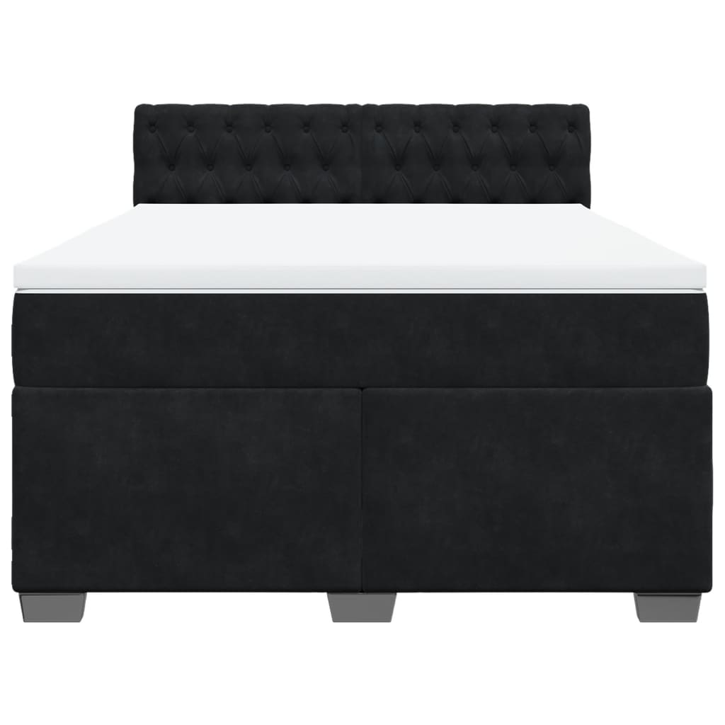 Giroletto a Molle con Materasso Nero 140x190 cm in Velluto