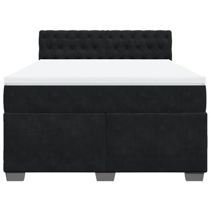 Giroletto a Molle con Materasso Nero 140x190 cm in Velluto