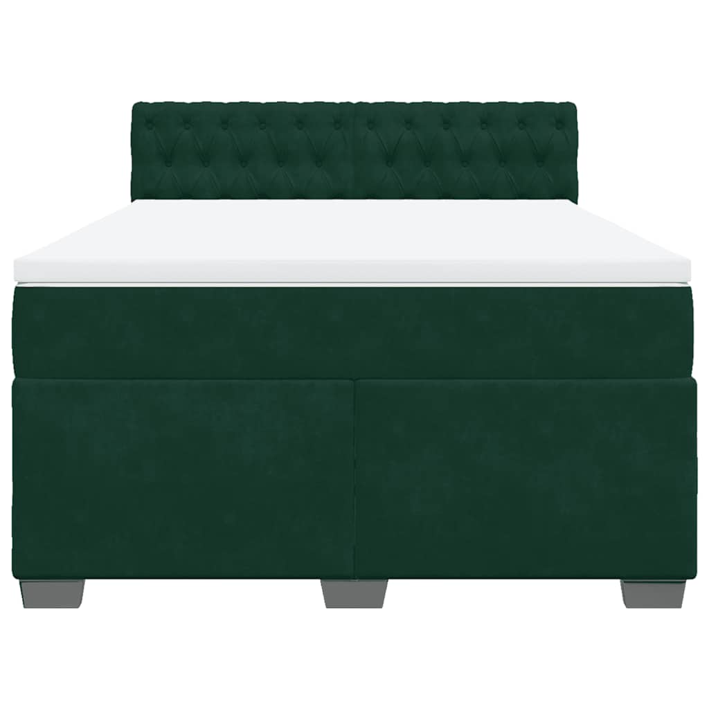Giroletto a Molle con Materasso Verde Scuro 140x190 cm Velluto