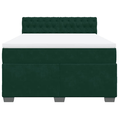 Giroletto a Molle con Materasso Verde Scuro 140x190 cm Velluto