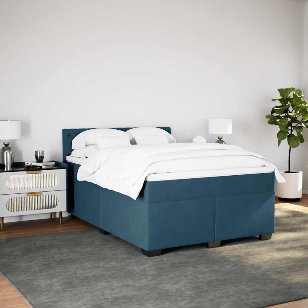 Giroletto a Molle con Materasso Blu 140x190 cm in Velluto