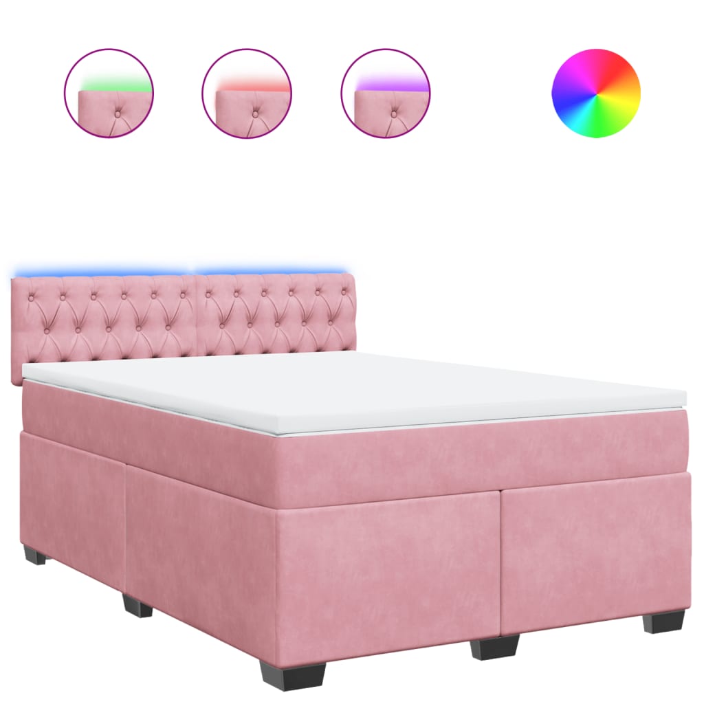 Giroletto a Molle con Materasso Rosa 140x190 cm in Velluto | homemem39