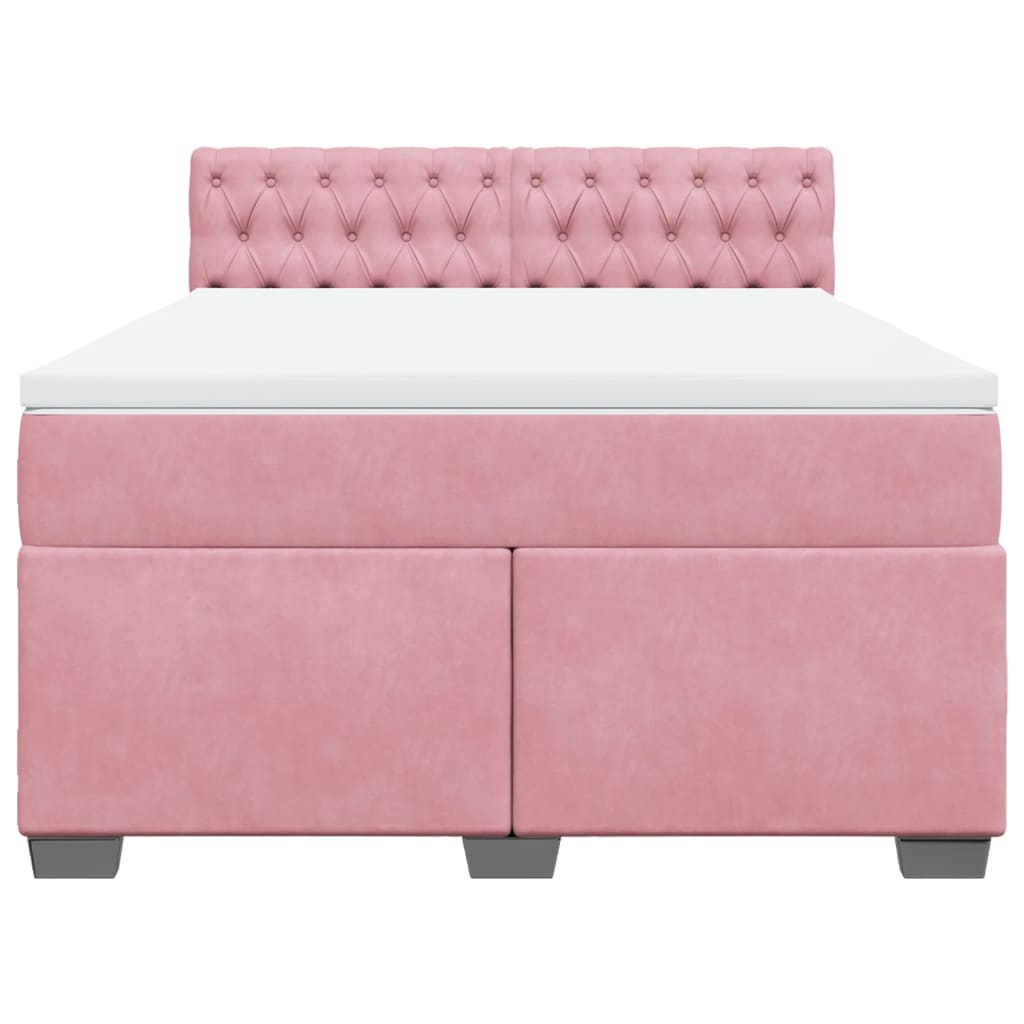 Giroletto a Molle con Materasso Rosa 140x190 cm in Velluto | homemem39