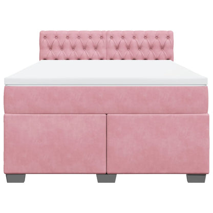 Giroletto a Molle con Materasso Rosa 140x190 cm in Velluto | homemem39