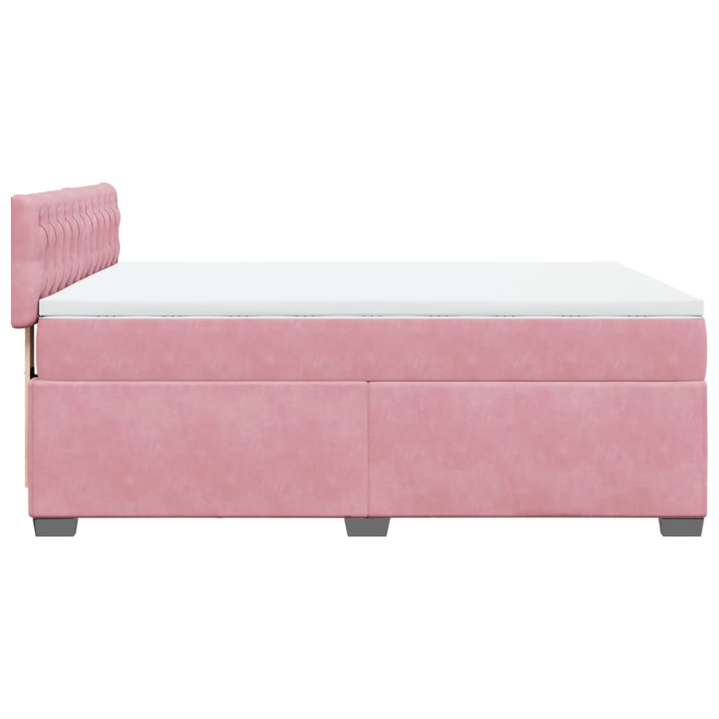 Giroletto a Molle con Materasso Rosa 140x190 cm in Velluto | homemem39