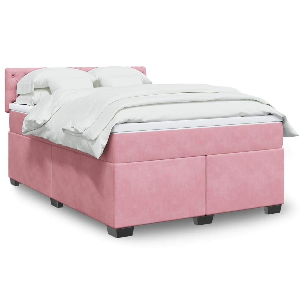 Giroletto a Molle con Materasso Rosa 140x190 cm in Velluto | homemem39