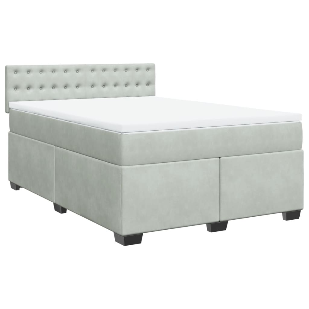 Giroletto a Molle con Materasso Grigio Chiaro 140x190cm Velluto