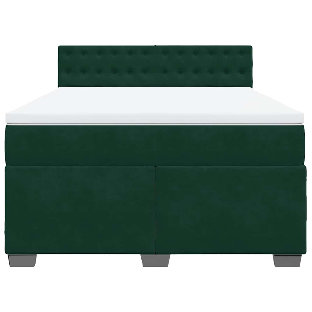 Giroletto a Molle con Materasso Verde Scuro 140x190 cm Velluto