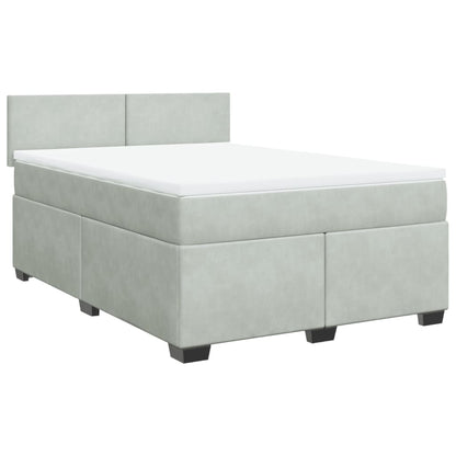 Giroletto a Molle con Materasso Grigio Chiaro 140x200cm Velluto