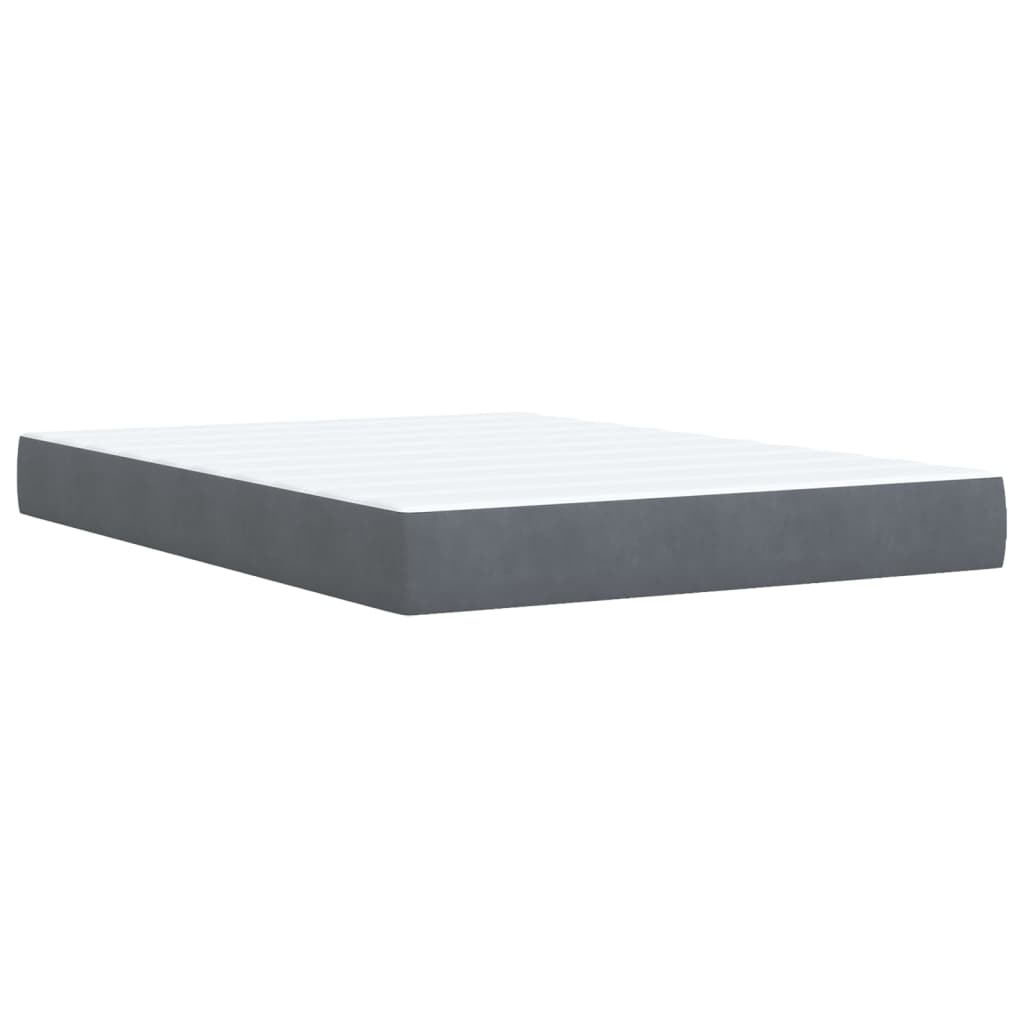 Giroletto a Molle con Materasso Grigio Scuro 140x200 cm Velluto