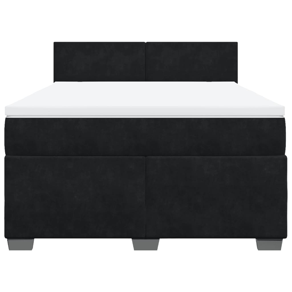 Giroletto a Molle con Materasso Nero 140x200 cm in Velluto