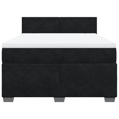 Giroletto a Molle con Materasso Nero 140x200 cm in Velluto