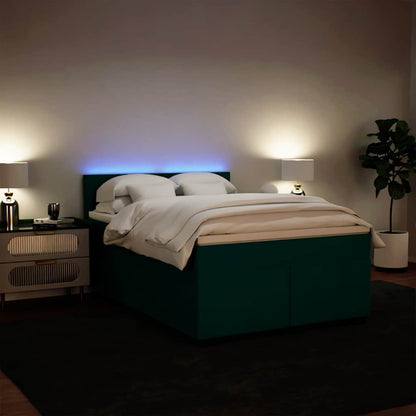 Giroletto a Molle con Materasso Verde Scuro 140x200 cm Velluto