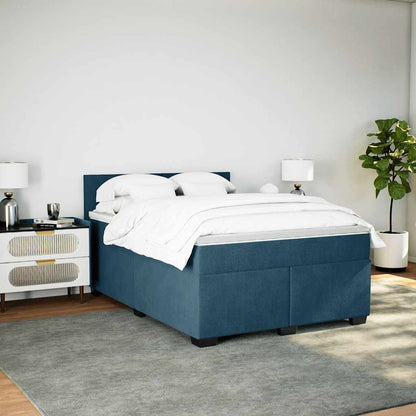 Giroletto a Molle con Materasso Blu 140x200 cm in Velluto