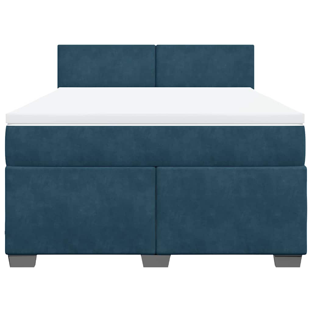 Giroletto a Molle con Materasso Blu 140x200 cm in Velluto