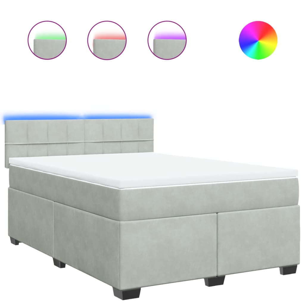 Giroletto a Molle con Materasso Grigio Chiaro 140x200cm Velluto