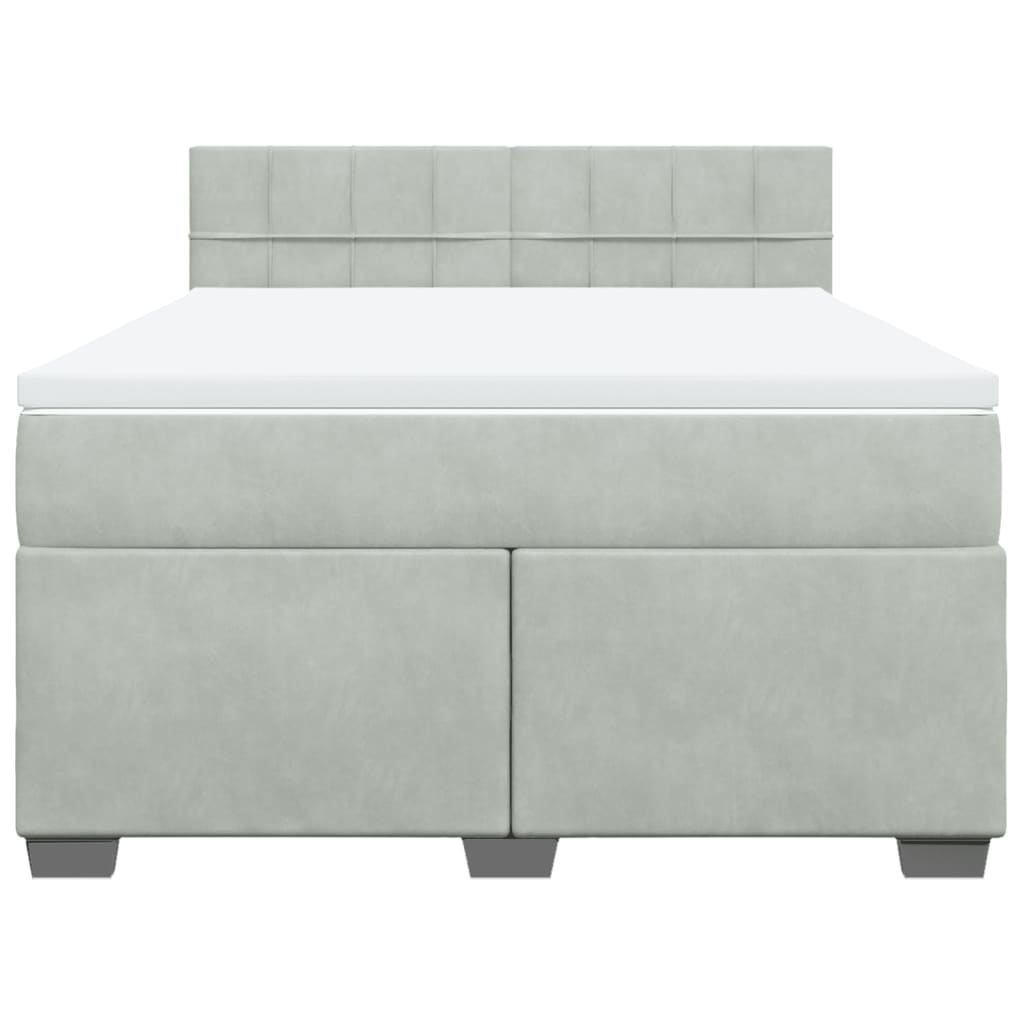 Giroletto a Molle con Materasso Grigio Chiaro 140x200cm Velluto