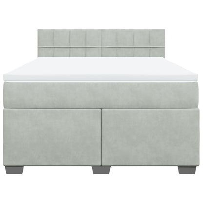 Giroletto a Molle con Materasso Grigio Chiaro 140x200cm Velluto