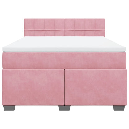 Giroletto a Molle con Materasso Rosa 140x200 cm in Velluto