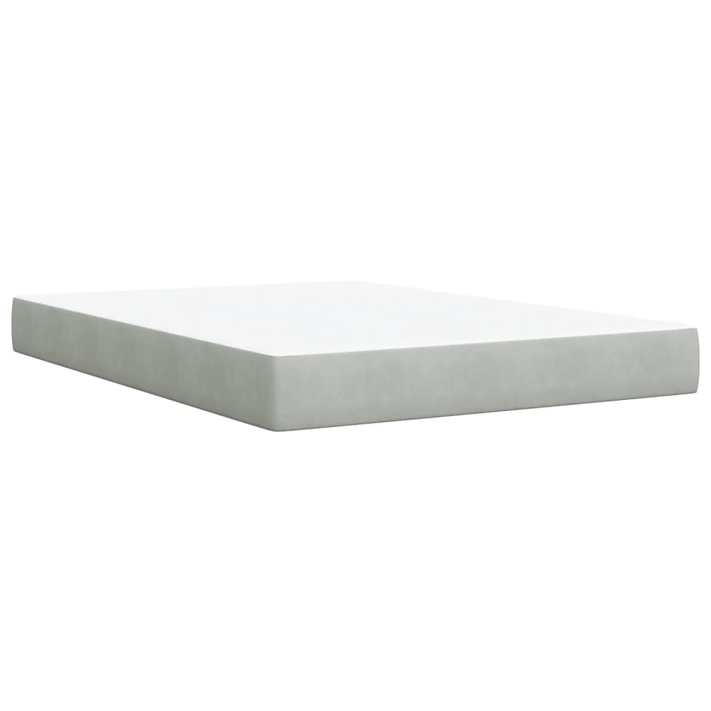 Giroletto a Molle con Materasso Grigio Chiaro 140x200cm Velluto