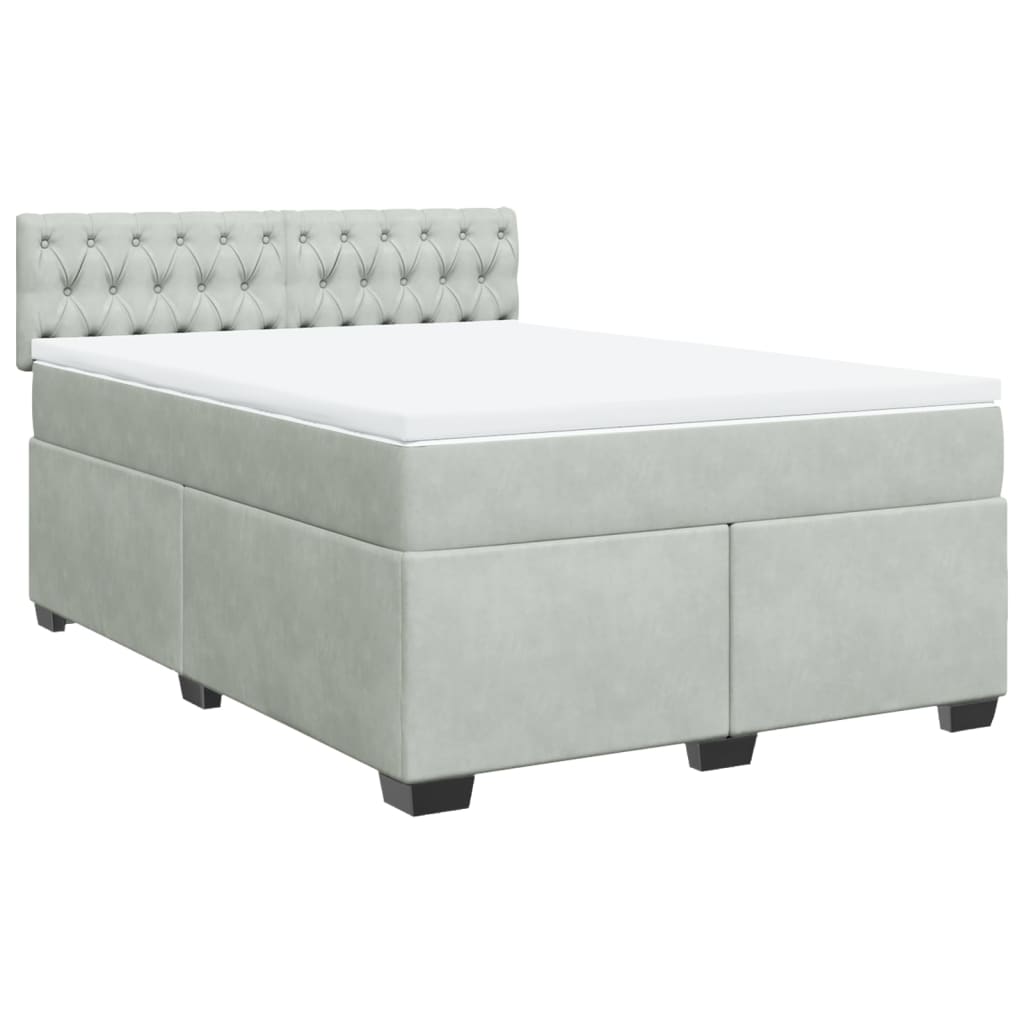 Giroletto a Molle con Materasso Grigio Chiaro 140x200cm Velluto